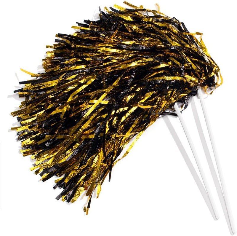 Anderson's Metallic Foil Textured School Spirit Shakers, Cheerleader Pom Poms, Football, Basketball, Homecoming Squad, Team, Party, Dance, Club, Performance, Fan Celebration Pack of 10 - Image 1